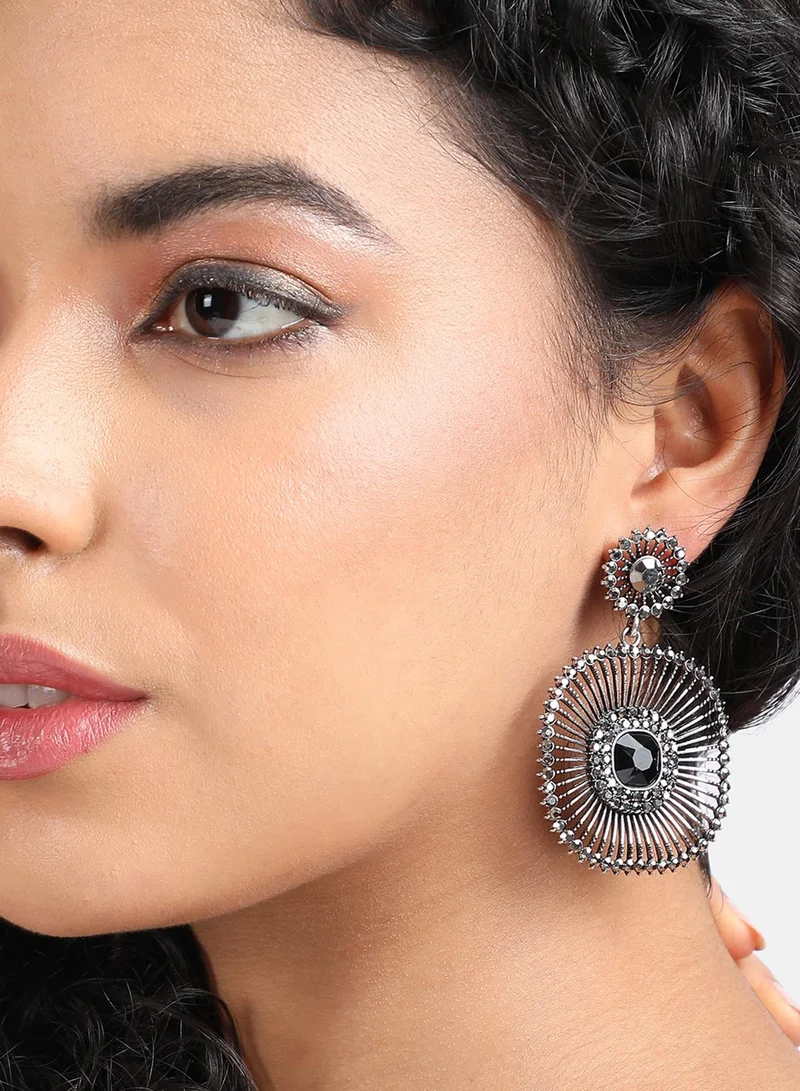 SOHI Stone Lined Square Artificial Drop Earring Jewellery