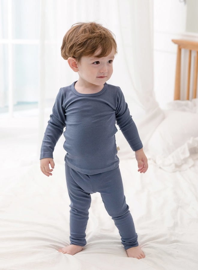AVAUMA Baby Boys Girls Pajama Set Kids Toddler Snug fit Ribbed Sleepwear pjs for Daily Life Style, Blue, Light Purple, 3T - Image 2