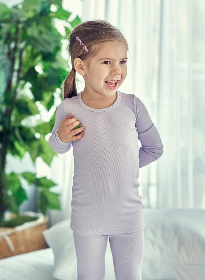 AVAUMA Baby Boys Girls Pajama Set Kids Toddler Snug fit Ribbed Sleepwear pjs for Daily Life Style, Blue, Light Purple, 3T - Image 5