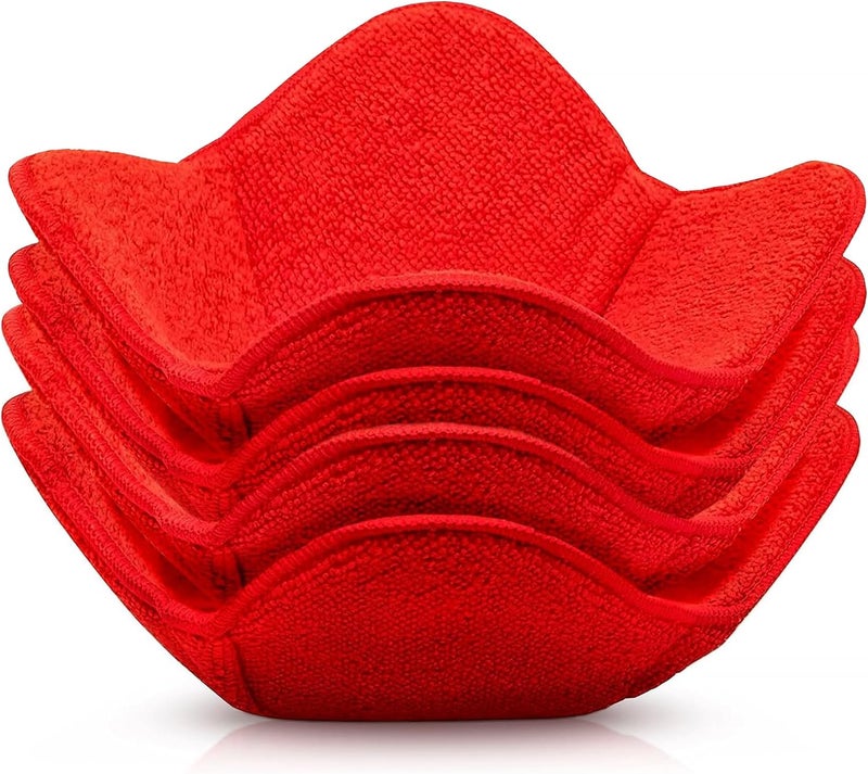 Trendsettings Microwave Bowl Cozies Warmers Food Microfiber Heat Resistant Food Warmer Set Microwave Safe Hot and Cold Bowls Holder Without Burning Your Hands Set of 5 Microwave Bowl Holders (Red) - Image 1