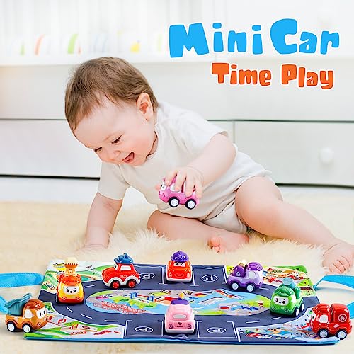 Kiddiworld Mini Car Toys for 1 Year Old Boy Gifts, 12 Sets Pull-Back Trucks with Playmat/Storage Box for Toddlers Age 1-2, Baby Toys 12-18 Months, 1st Christmas Birthday Gifts for One Year Olds - Image 2