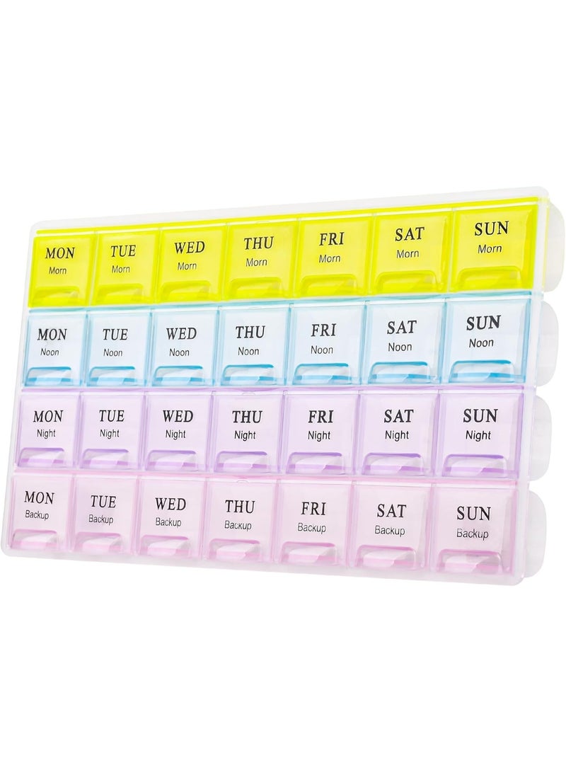 Large Weekly Pill Organizer 4 Times a Day, 7 Day Moisture Proof Medicine Cases, Portable Travel Pill Cases for Pills, Fish Oil Supplements, Vitamins - Image 1