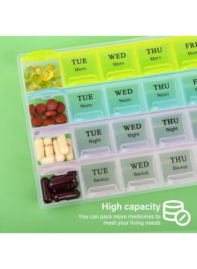 Large Weekly Pill Organizer 4 Times a Day, 7 Day Moisture Proof Medicine Cases, Portable Travel Pill Cases for Pills, Fish Oil Supplements, Vitamins - Image 5