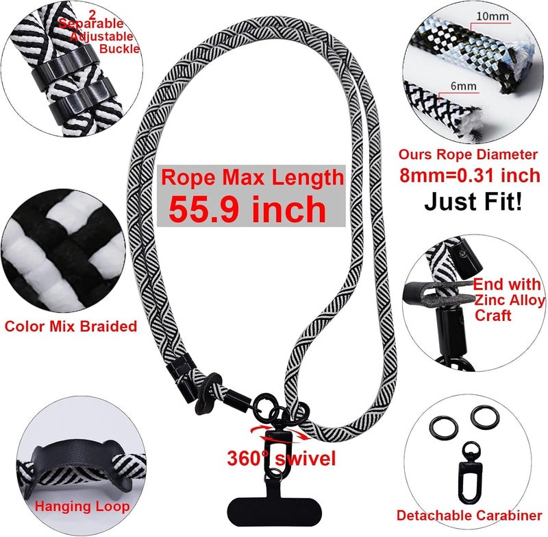 Azonee Phone Lanyard Crossbody – Azonee Adjustable Neck Strap for iPhone, Universal Cellphone Shoulder Chain & Wrist Strap, Braided Lanyard for Travel, Concerts & Festivals, Key ID Holder, Anti-Theft - Image 3