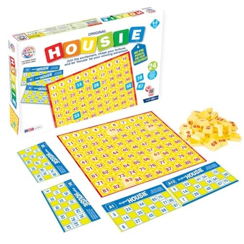 RATNA'S Original Housie Game Set with 24 Reusable Tickets, Tambola Party Games for Kids & Adults - Image 1