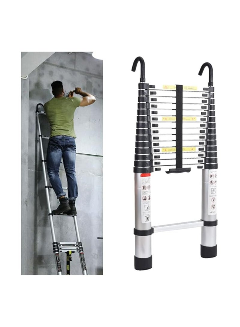 Portable Aluminum Telescopic Ladder – 4.4M (14.4 ft) – Foldable Ladder with Removable Hook & Non-Slip Rubber Feet for Home, Attic & Outdoor Use - Image 1