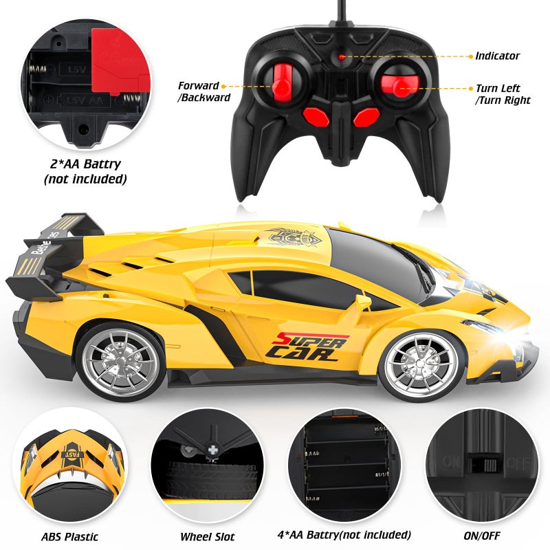 Growsland 2023 Remote Control Car, RC Cars for Kids 1:18 Electric Toy Car Hobby Racing Car Toys with Lights & Controller, Christmas Birthday Gift for 3 4 5 6 7 8 9 Year Old Boys Girls - Image 3