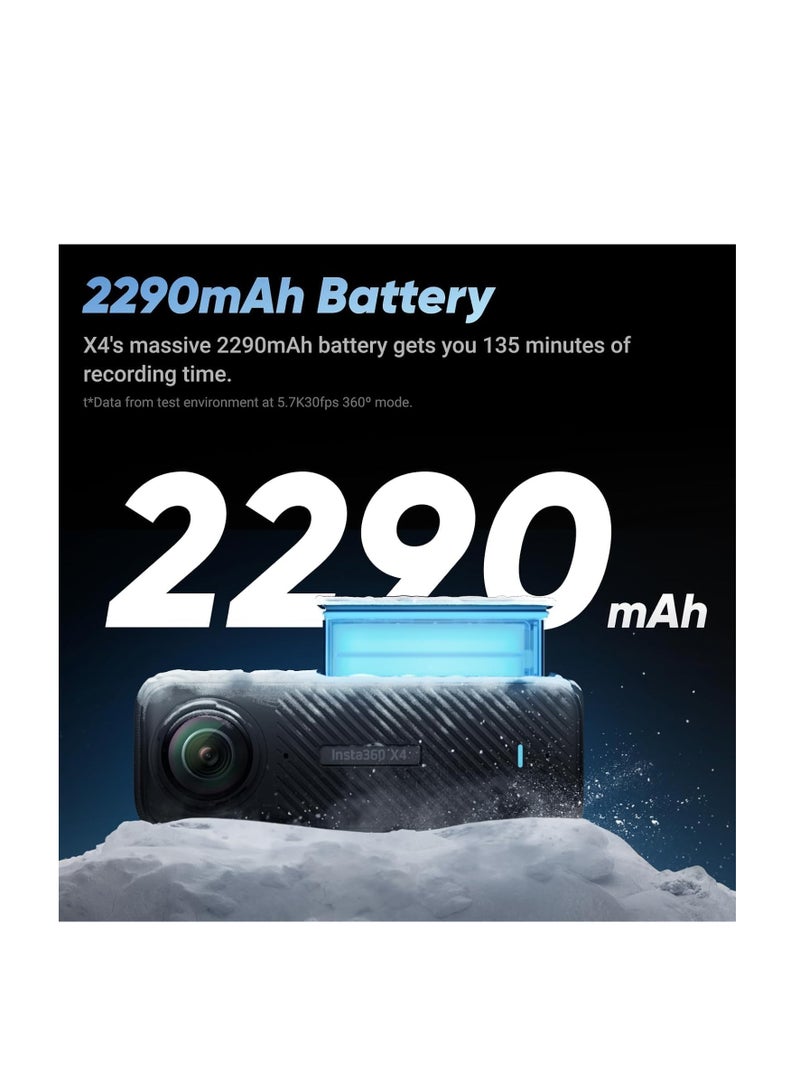 انستا 360 حزمة الغواصين Insta 360 X4 كاميرا أكشن X4، G4GB، عصا سيلفي غير مرئية، حقيبة غوص - Image 5
