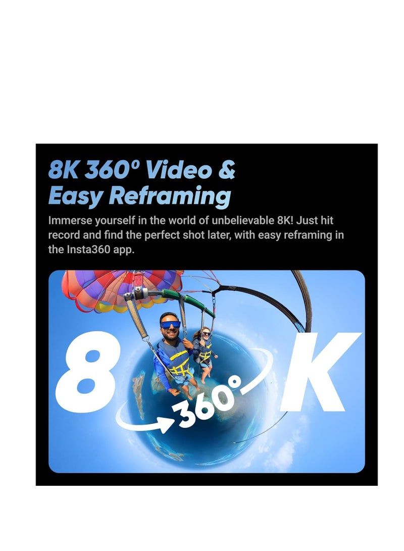 انستا 360 حزمة الغواصين Insta 360 X4 كاميرا أكشن X4، G4GB، عصا سيلفي غير مرئية، حقيبة غوص - Image 4