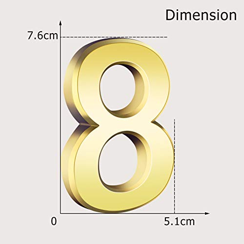Hotop 20 Pieces House Numbers Mailbox Numbers 0-9, 3D Door Address Numbers Self Adhesive Mailbox Numbers Sticker or House, Apartment, Office, Hotel Room, Mailbox Signs (Gold,3 Inch) - Image 2