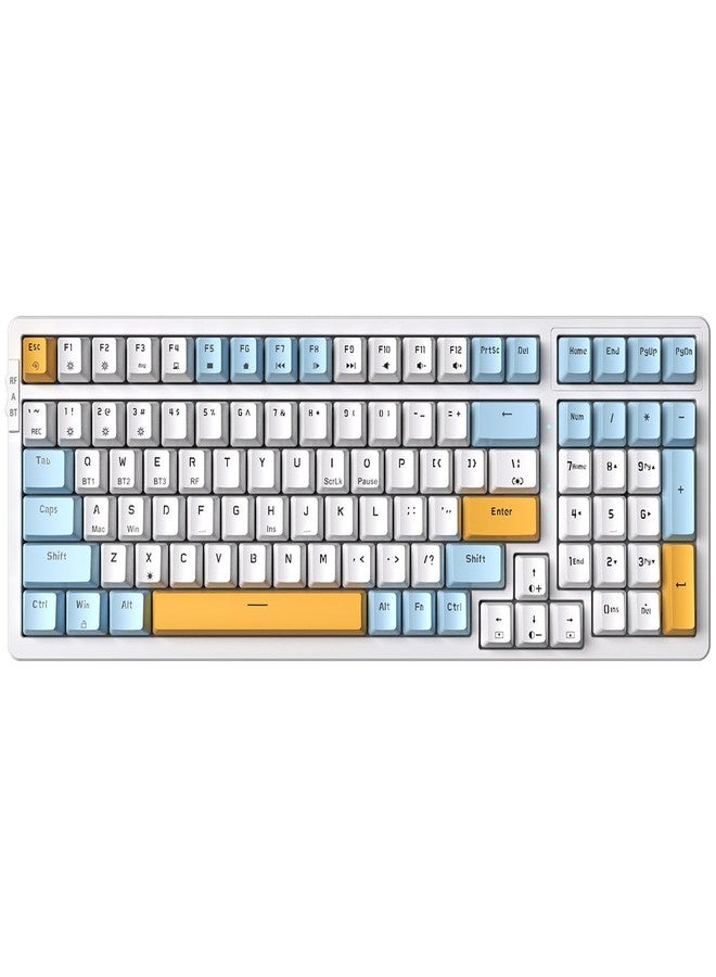 Merdia Wireless Mechanical Keyboard, Triple Mode 2.4G/USB-C/BT Gaming Keyboards 100 Keys Ice-Blue Backlit Brown Switch Keyboard | Rechargeable Mechanical Gaming Keyboards | Ice Blue/W/Y - Image 1