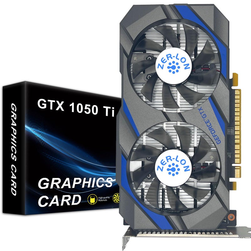 ZER-LON GeForce GTX 1050 Ti Gaming Graphics Card, 4GB GDDR5 128bit 1291MHz DP HDMI DVI-Output GPU, PCI Express 3.0 Support Up to 4K Video Card for Office and PC Gaming - Image 1