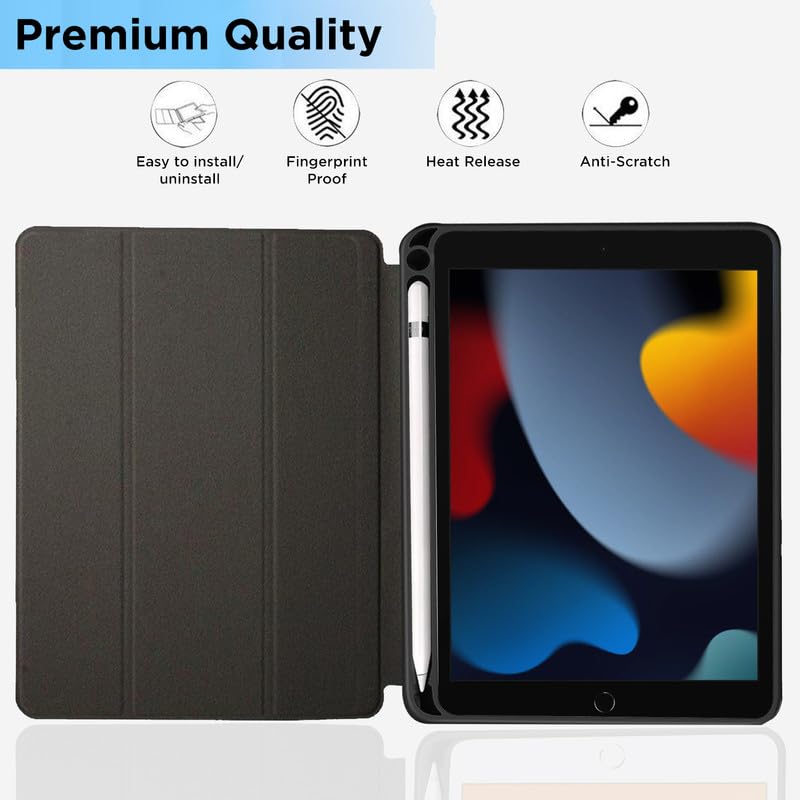 Robustrion Cover for iPad 9th Generation with Pencil Holder / 8th / 7th Generation 10.2 inch Marble Series Flip Stand Cover Case - Navy - Image 5
