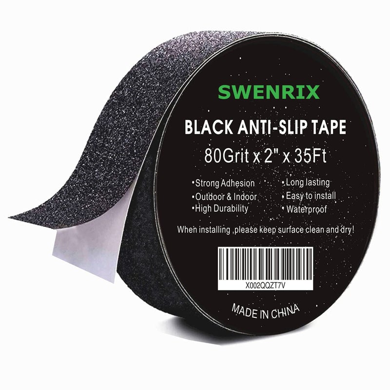 swenrix Heavy Duty Anti Slip Tape for Stairs Outdoor/Indoor Waterproof 10 meters Grip Tape Safety Non Skid Roll for Stair Steps Traction Tread Staircases Non Slip Strips Black - Image 1