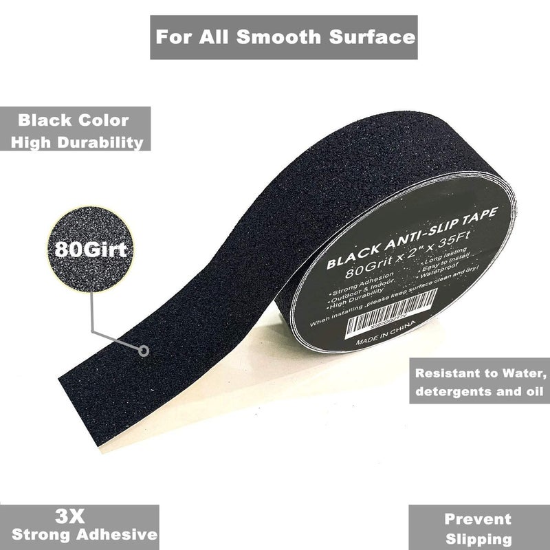 swenrix Heavy Duty Anti Slip Tape for Stairs Outdoor/Indoor Waterproof 10 meters Grip Tape Safety Non Skid Roll for Stair Steps Traction Tread Staircases Non Slip Strips Black - Image 2