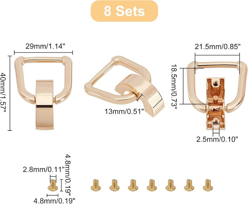 كلاراكو مجموعة من 8 مشابك تعليق للحقائب من كلاركو، مشابك جانبية معدنية مع حلقات من كلاركو، مشبك سلسلة، مشبك خطاف للحبل، لصنع حقائب اليد الجلدية بنفسك، بعرض 1.1 بوصة - Image 3