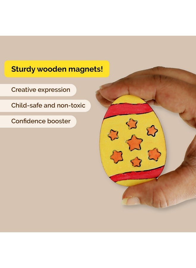 shumee Paint Your Own Wooden Magnets Kit- Easter Eggs Themed for Kids (6+ Years) | 6 Pcs, 6 Colors & Brush- Painting Kit | Art & Craft Colouring Kit | Non-Toxic & Safe - Image 3
