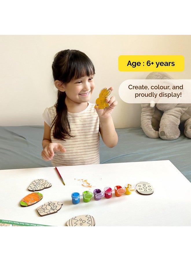 shumee Paint Your Own Wooden Magnets Kit- Easter Eggs Themed for Kids (6+ Years) | 6 Pcs, 6 Colors & Brush- Painting Kit | Art & Craft Colouring Kit | Non-Toxic & Safe - Image 2