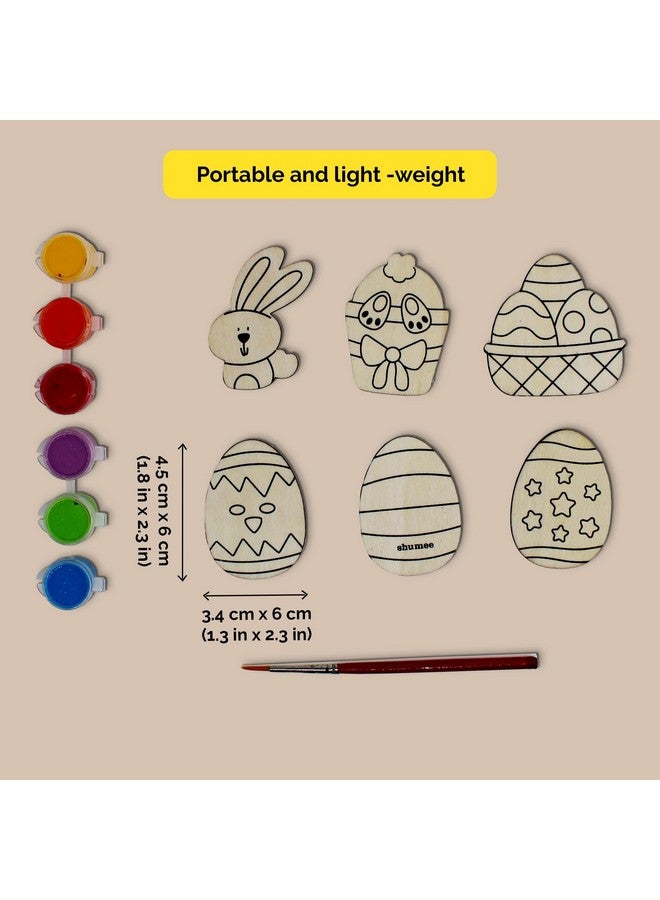 shumee Paint Your Own Wooden Magnets Kit- Easter Eggs Themed for Kids (6+ Years) | 6 Pcs, 6 Colors & Brush- Painting Kit | Art & Craft Colouring Kit | Non-Toxic & Safe - Image 5