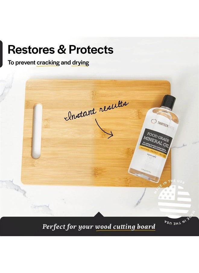 Thirteen Chefs - Mineral Oil - 12oz Food Grade Conditioner for Wood Cutting Board, Countertop & Butcher Block, Lubricant for Knife or Meat Grinder - Safe USP Finish on Bamboo, Marble, Soapstone - Image 1