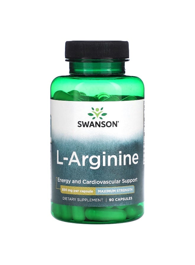 سوانسون، L-أرجينين، قوة قصوى، 850 ملغ، 90 كبسولة