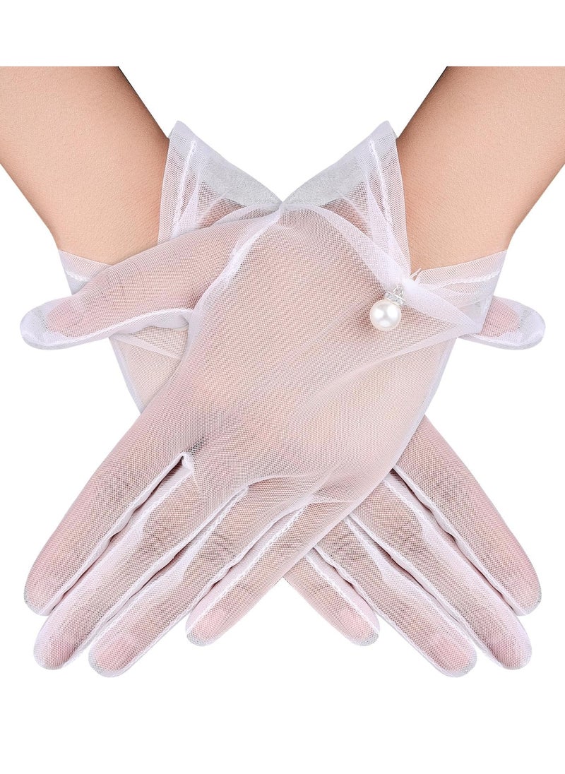 Generic - Elegant Lace and Pearl Short Wedding Gloves Perfect for Bridal Parties Prom and Special Events - Image 1