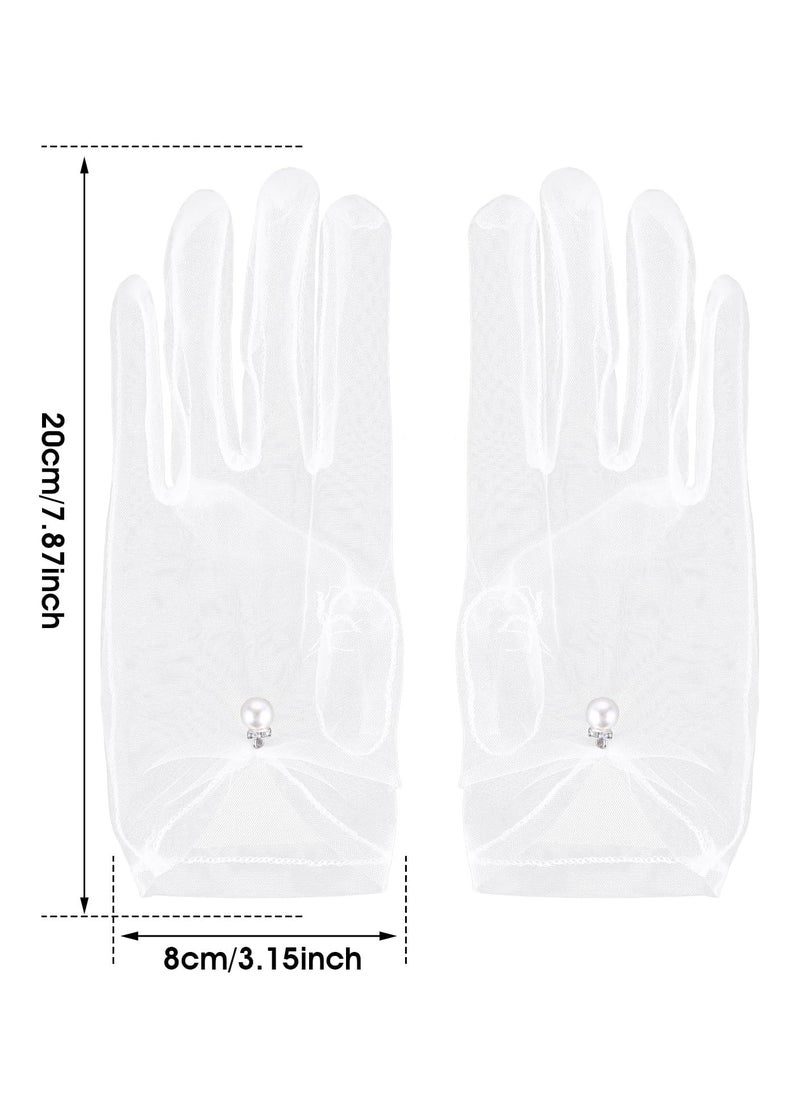 Generic - Elegant Lace and Pearl Short Wedding Gloves Perfect for Bridal Parties Prom and Special Events - Image 1