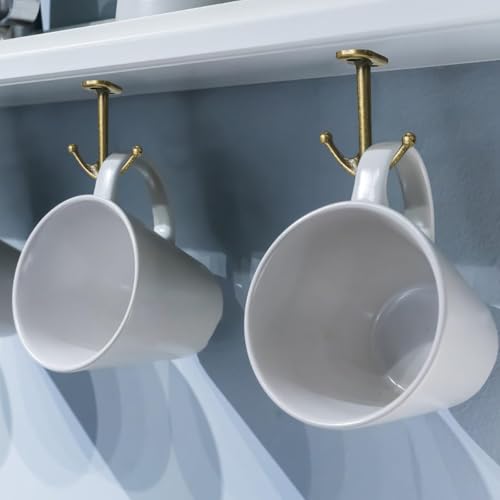 DEEKOUDT Ball Two Prong Ceiling Hook for Closet Top Bathroom Kitchen Cabinet Garage Pack of 8 (Bronze) - Image 5