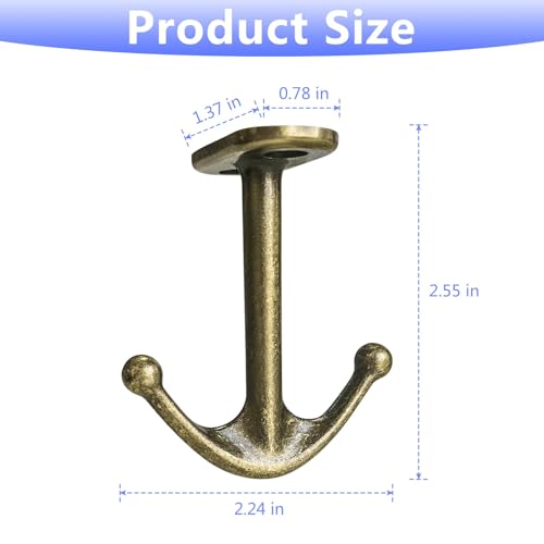 DEEKOUDT Ball Two Prong Ceiling Hook for Closet Top Bathroom Kitchen Cabinet Garage Pack of 8 (Bronze) - Image 3