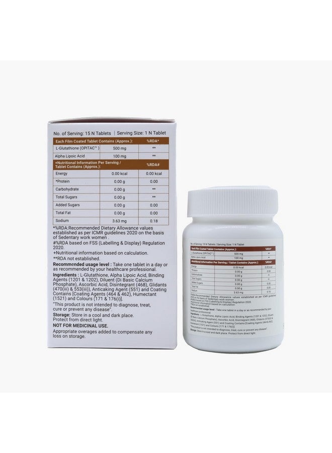 GLUTONE Glutone-A | Japanese Glutathione Tablets for Skin Whitening with Alpha Lipoic Acid | Glowing Skin, Reduces Pigmentation & Dark Spots | 30 Tablets - Image 3