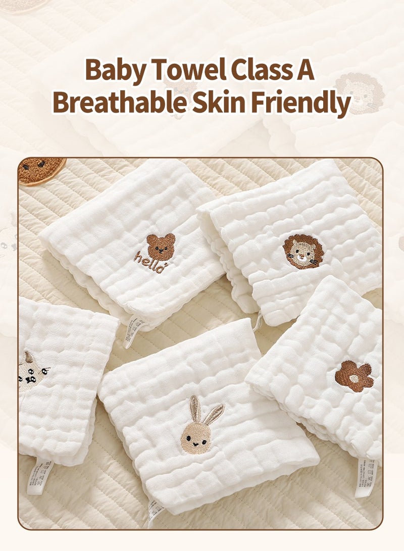 5PCS Baby Towel, Baby Drool Bib, Super Soft Small Square Towel, Newborn Bath Towel, Face Towel, Super Soft, Absorbent 30cm*30cm - Image 2