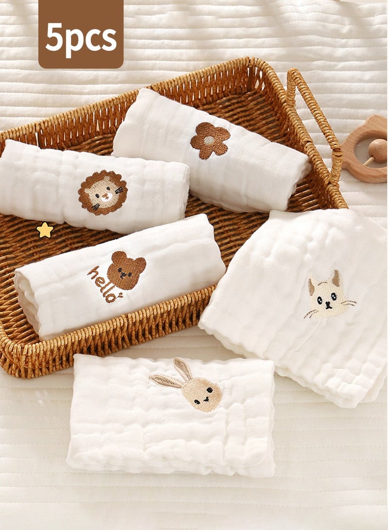 5PCS Baby Towel, Baby Drool Bib, Super Soft Small Square Towel, Newborn Bath Towel, Face Towel, Super Soft, Absorbent 30cm*30cm - Image 1