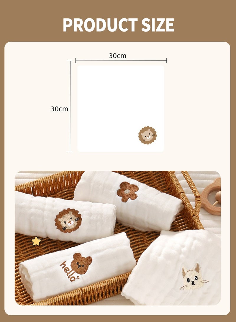 5PCS Baby Towel, Baby Drool Bib, Super Soft Small Square Towel, Newborn Bath Towel, Face Towel, Super Soft, Absorbent 30cm*30cm - Image 3
