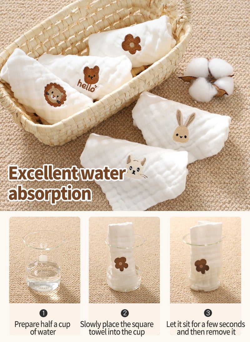 5PCS Baby Towel, Baby Drool Bib, Super Soft Small Square Towel, Newborn Bath Towel, Face Towel, Super Soft, Absorbent 30cm*30cm - Image 4