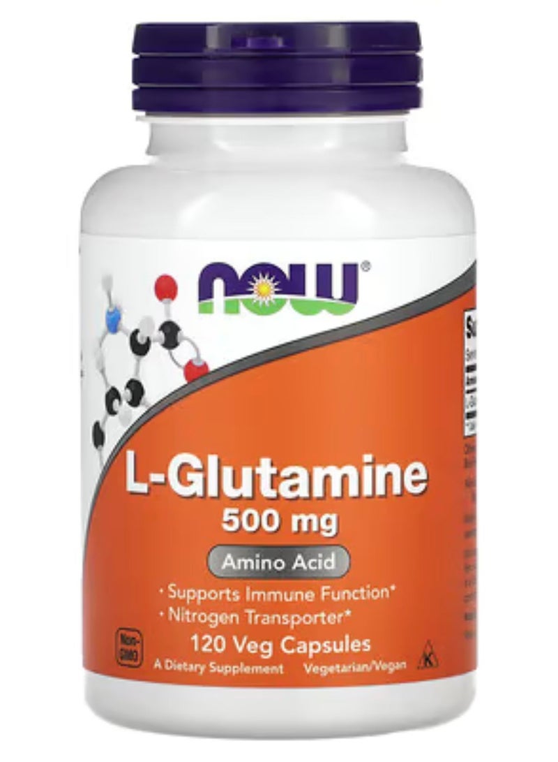 Now Foods, L-Glutamine, 500 mg, 120 Veggie Capsules - Image 1