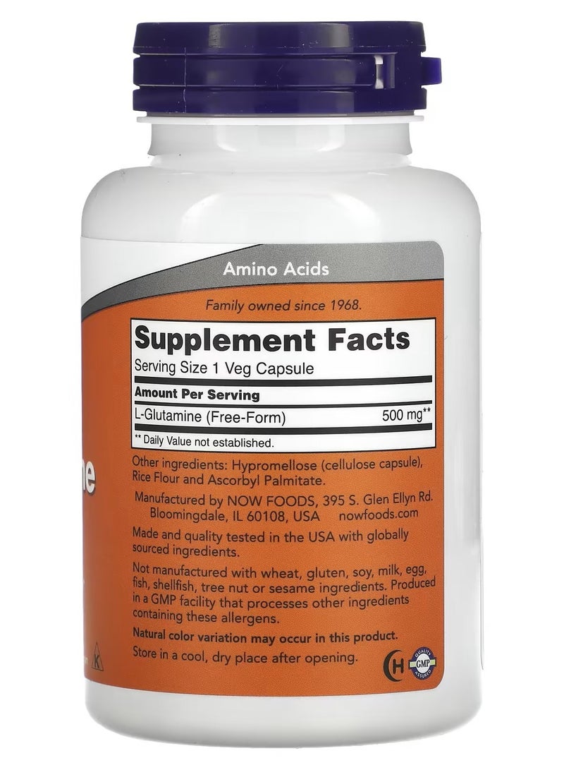 Now Foods, L-Glutamine, 500 mg, 120 Veggie Capsules - Image 2