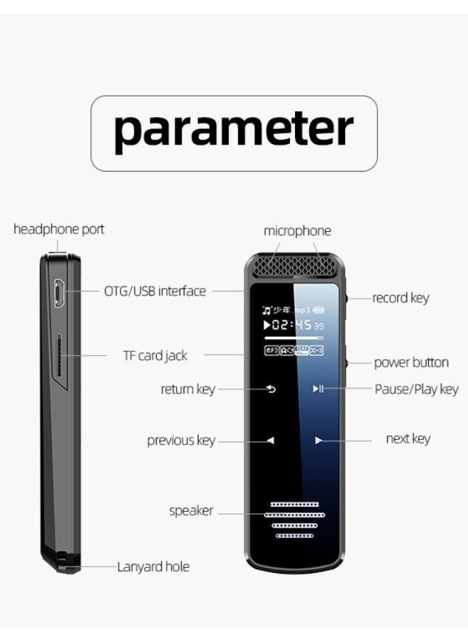 Advanced Noise Reduction Voice Recorder with Voice Activation and MP3 Support 128GB