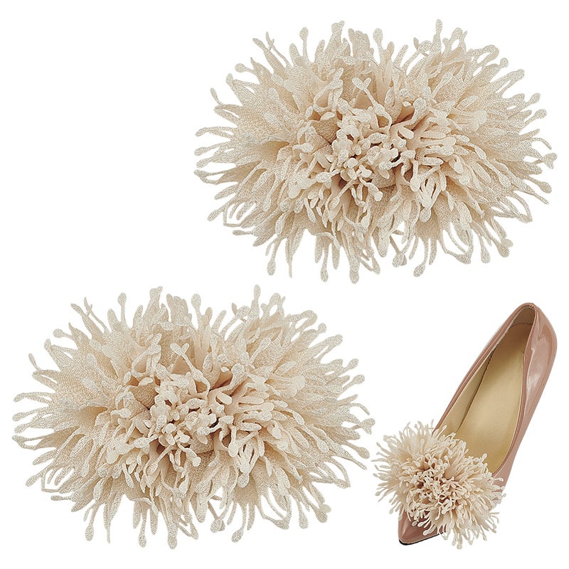 1set 2pcs Silk Fabric Shoe Decorations Detachable Shoe Buckle Clips Flower Linen 80x110mm - Image 1