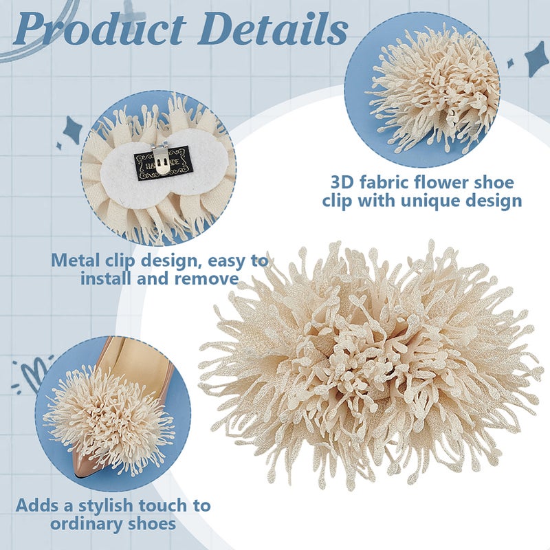 1set 2pcs Silk Fabric Shoe Decorations Detachable Shoe Buckle Clips Flower Linen 80x110mm - Image 4