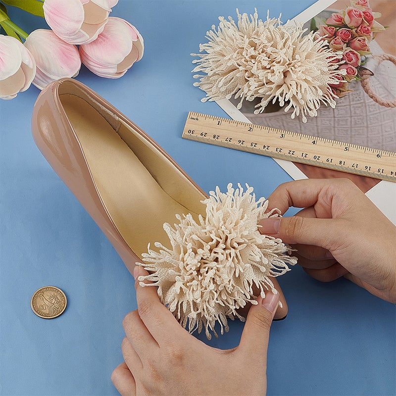 1set 2pcs Silk Fabric Shoe Decorations Detachable Shoe Buckle Clips Flower Linen 80x110mm - Image 3