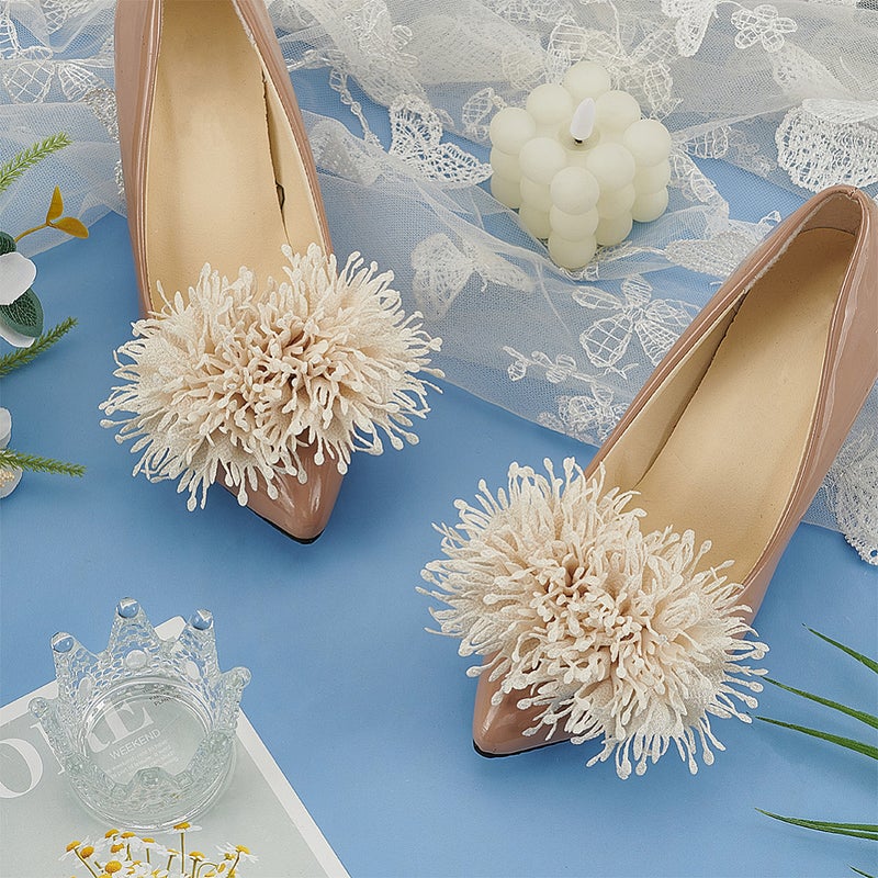 1set 2pcs Silk Fabric Shoe Decorations Detachable Shoe Buckle Clips Flower Linen 80x110mm - Image 5