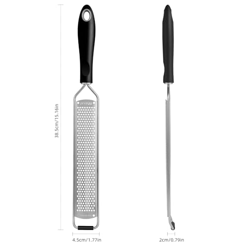 JVVFUU Premium Lemon Zester & Cheese Grater,Kitchen Tool for Parmesan Cheese, Lemon, Ginger, Garlic, Nutmeg, Chocolate, Vegetables, Fruits,Sharp Stainless Steel Blade,Dishwasher Safe (Black) - Image 2