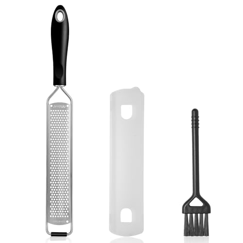 JVVFUU Premium Lemon Zester & Cheese Grater,Kitchen Tool for Parmesan Cheese, Lemon, Ginger, Garlic, Nutmeg, Chocolate, Vegetables, Fruits,Sharp Stainless Steel Blade,Dishwasher Safe (Black) - Image 1