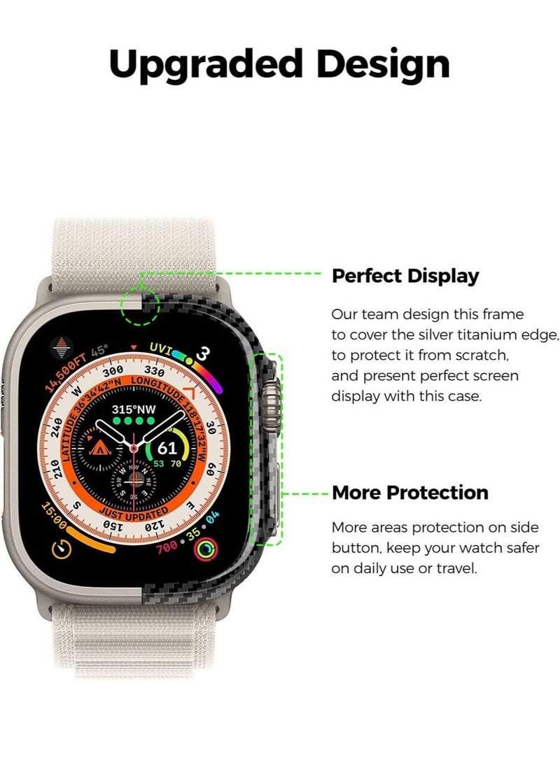 MONOCARBON - Real Carbon Fiber Apple Watch ULTRA 49mm Case Cover includes Tempered Glass Screen Protector - Glossy Black - Image 1