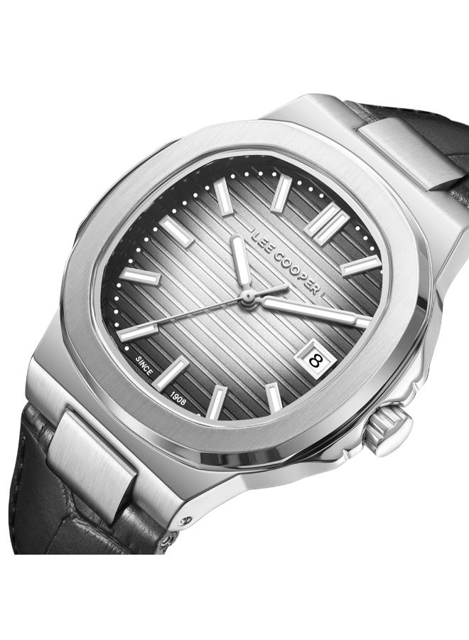 لي كوبر ساعة لي كوبر للرجال بعرض تناظري وحزام جلد أسود - Image 1