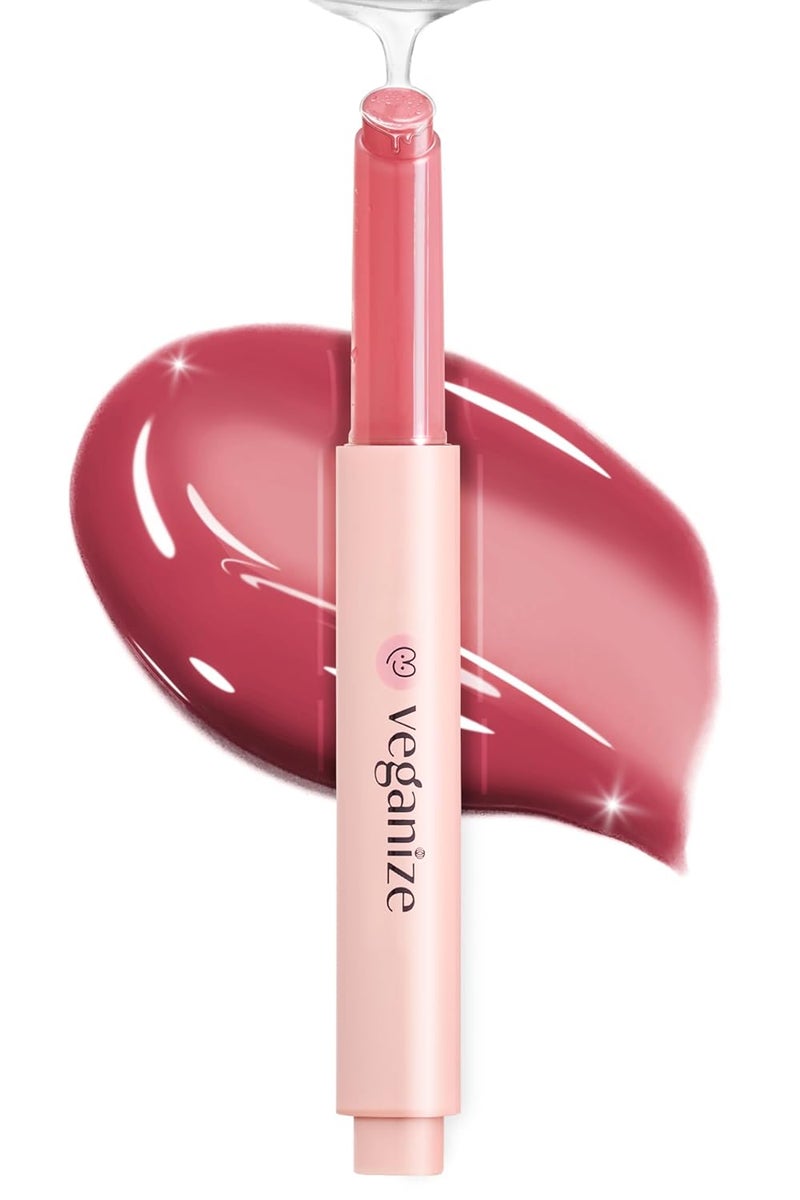 self beauty Veganize Collagen Lip Glass Balm  Hydrating Lip wHyaluronic Acid  Vegan Korean Lip Balm Moisturizing Lip Care  Lip Gloss Repair for Dry Cracked Lips 006 oz 8 Dried Rose