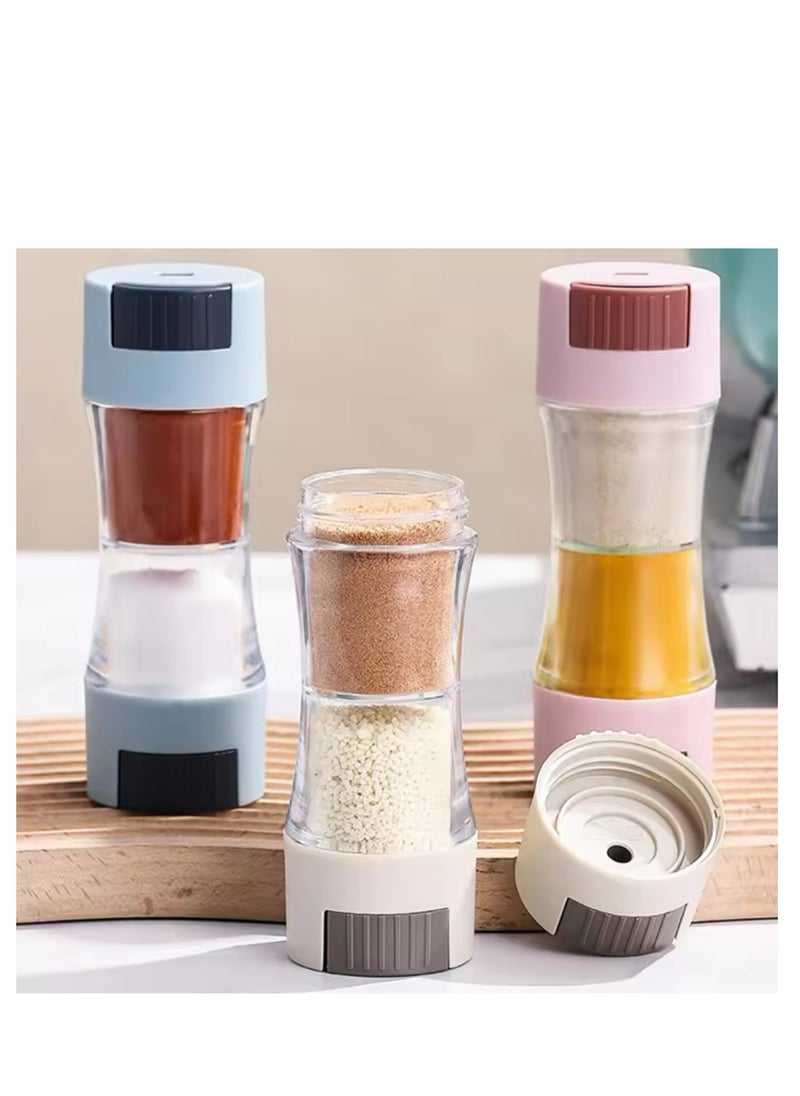 BLUE CORAL Double Head Salt and Pepper Shaker with Pour Holes, Spice Organizer for Home and Hotels, Dining Table Seasoning (Khaki)  - Image 2