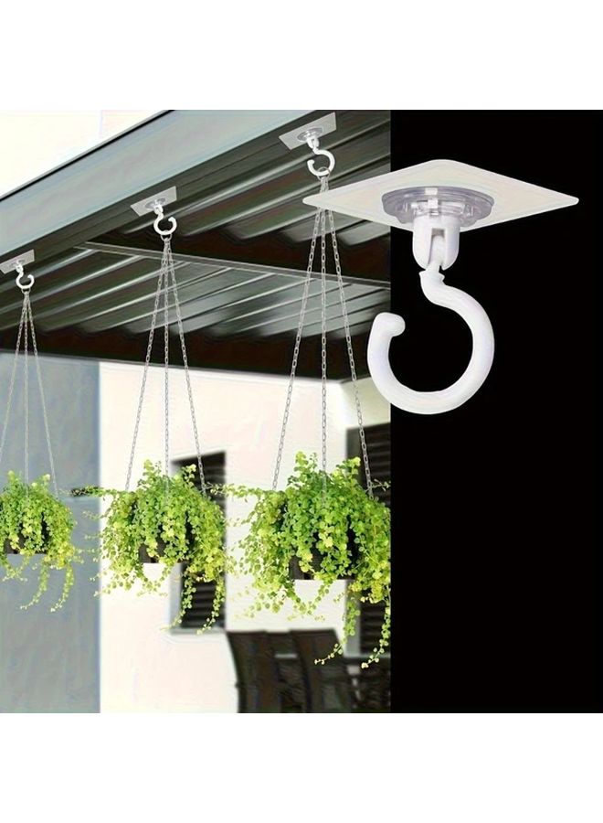 White Adhesive Ceiling Hooks 5 lbs Heavy Duty Rotatable No Drill For Home Decor - Image 2