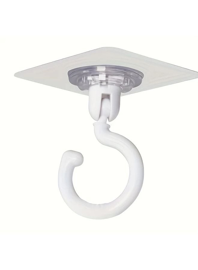 White Adhesive Ceiling Hooks 5 lbs Heavy Duty Rotatable No Drill For Home Decor - Image 1