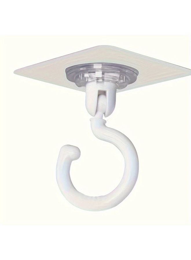 White Adhesive Ceiling Hooks 5 lbs Heavy Duty Rotatable No Drill For Home Decor - Image 3